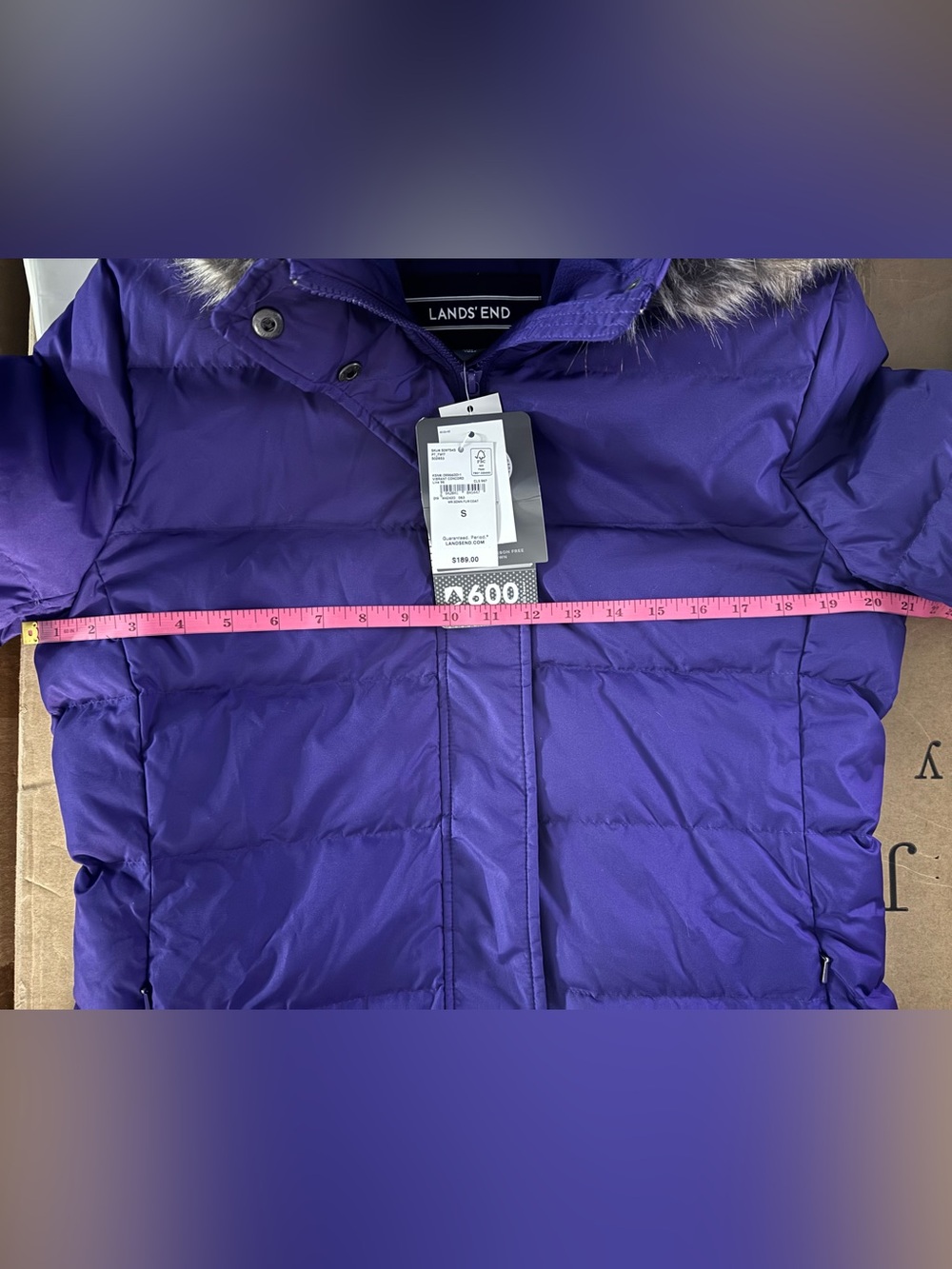 Lands’ End Women’s Down Faux Fur Winter Coat in Vibrant Concord - Picture 11 of 14